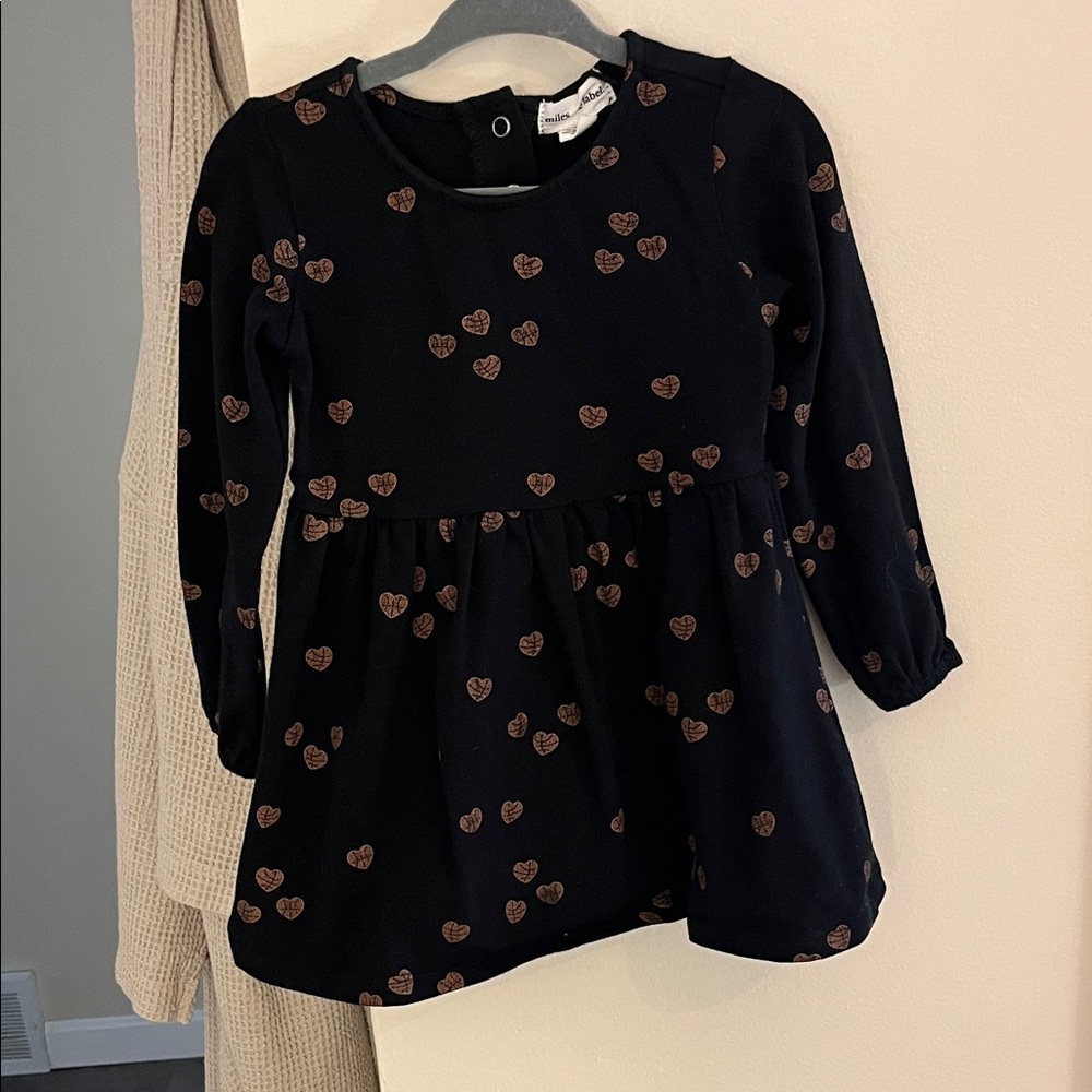 Black Heart Patterned Kids Dress